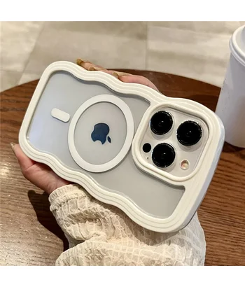 Силіконовий чохол "Wavy Lines" with MagSafe Apple для iPhone 15 Pro Max Білий