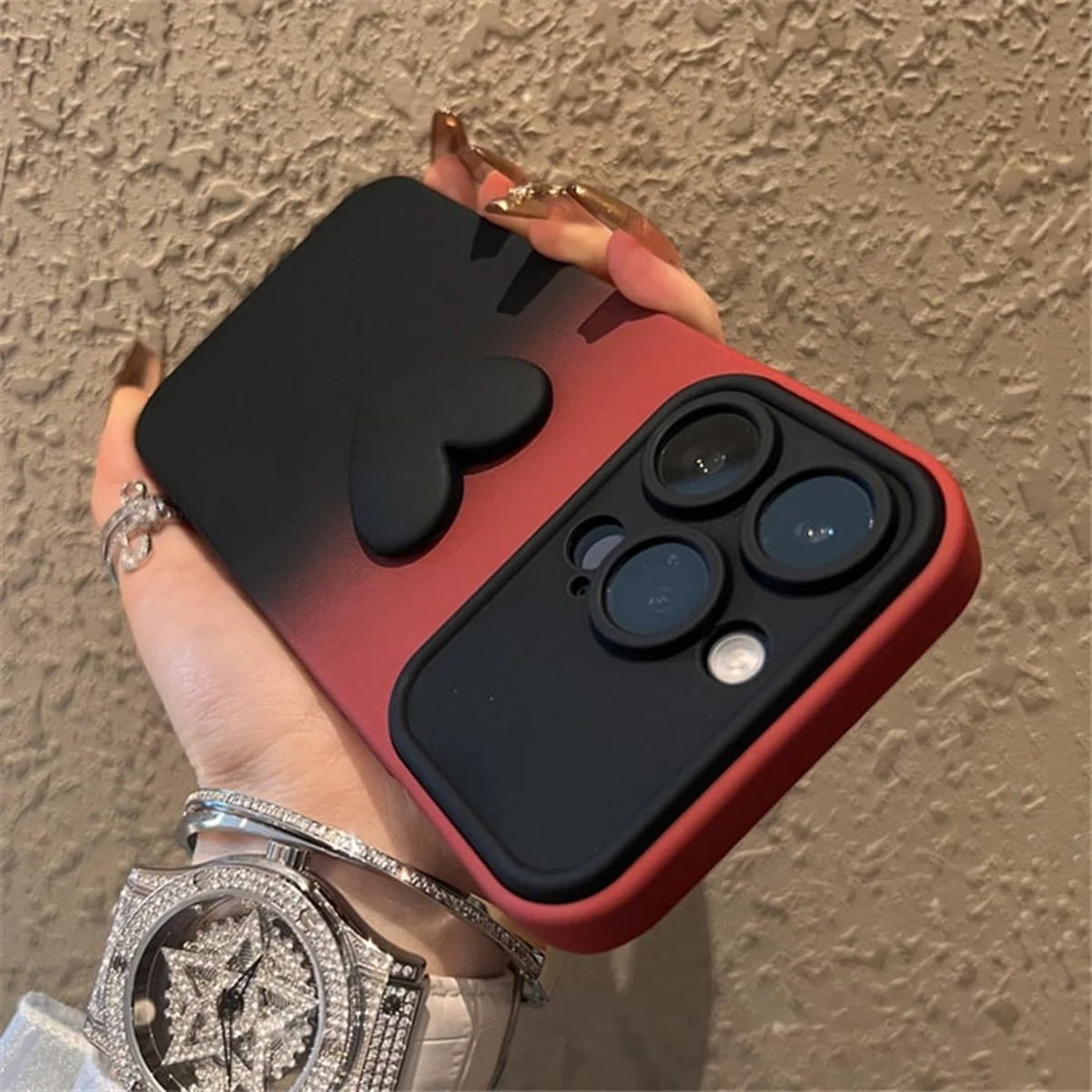 Силиконовый чехол "Black Heart" для iPhone 14 Pro Max Бордовый