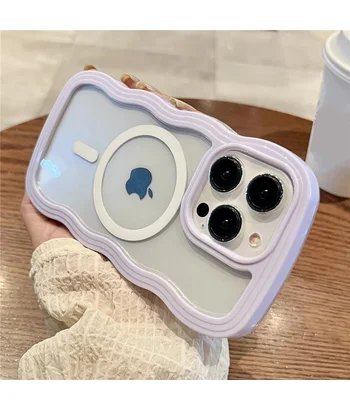 Силіконовий чохол "Wavy Lines" with MagSafe для Apple iPhone 14 Pro Фіолетовий