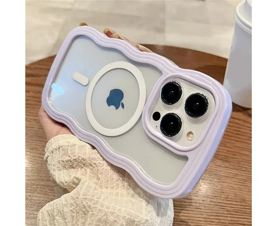 Силиконовый чехол "Wavy Lines" with MagSafe для Apple iPhone 15 Pro Max Фиолетовый