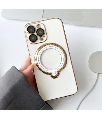 Силіконовий чохол "Plating Silicone" з підставкою для iPhone 12 Pro Max Білий