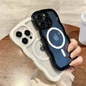 Силиконовый чехол "Wavy Lines" with MagSafe для Apple iPhone 14 Pro Белый