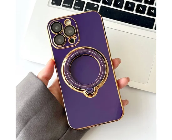 Силіконовий чохол "Plating Silicone" з підставкою для iPhone 12 Pro Max Фіолетовий