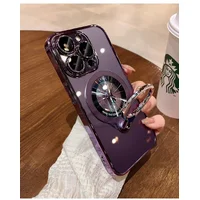 Пластиковый чехол "Transparent ring" MagSafe с подставкой для iPhone 15 Pro Max Фиолетовый