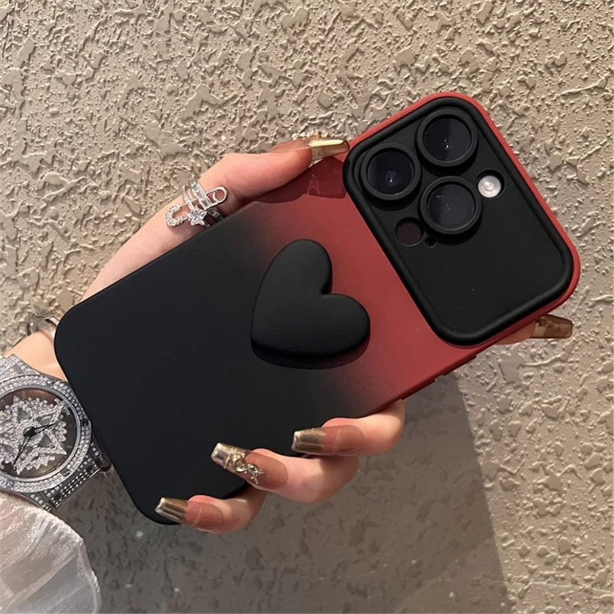 Силиконовый чехол "Black Heart" для iPhone 14 Pro Max Бордовый