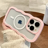 Силиконовый чехол "Wavy Lines" with MagSafe для Apple iPhone 14 Pro Max Розовый