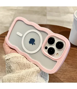 Силиконовый чехол "Wavy Lines" with MagSafe для Apple iPhone 15 Pro Max Розовый Силиконовый чехол "Wavy Lines" with MagSafe для Apple iPhone 15 Pro Max Розовый