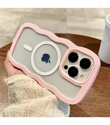 Силиконовый чехол "Wavy Lines" with MagSafe для Apple iPhone 15 Pro Max Розовый