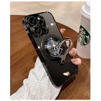 Пластиковый чехол "Transparent ring" MagSafe с подставкой для iPhone 14 Pro Max Черный