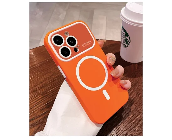 Противоударный чехол "Matte Larg" Case with MagSafe для Apple iPhone 15 Pro Max Оранжевый