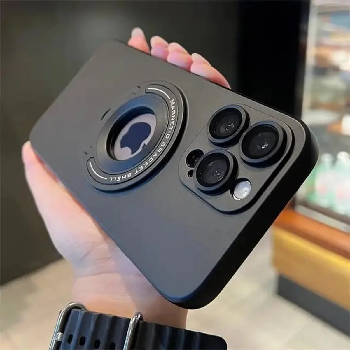 Силиконовый чехол "Magnetic Fold" MagSafe с подставкой для iPhone 14 Pro Max Черный