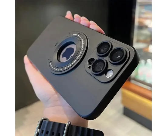 Силіконовий чохол "Magnetic Fold" MagSafe з підставкою для iPhone 15 Pro Max Чорний