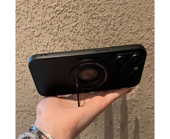 Силіконовий чохол "Magnetic Fold" MagSafe з підставкою для iPhone 15 Pro Max Чорний