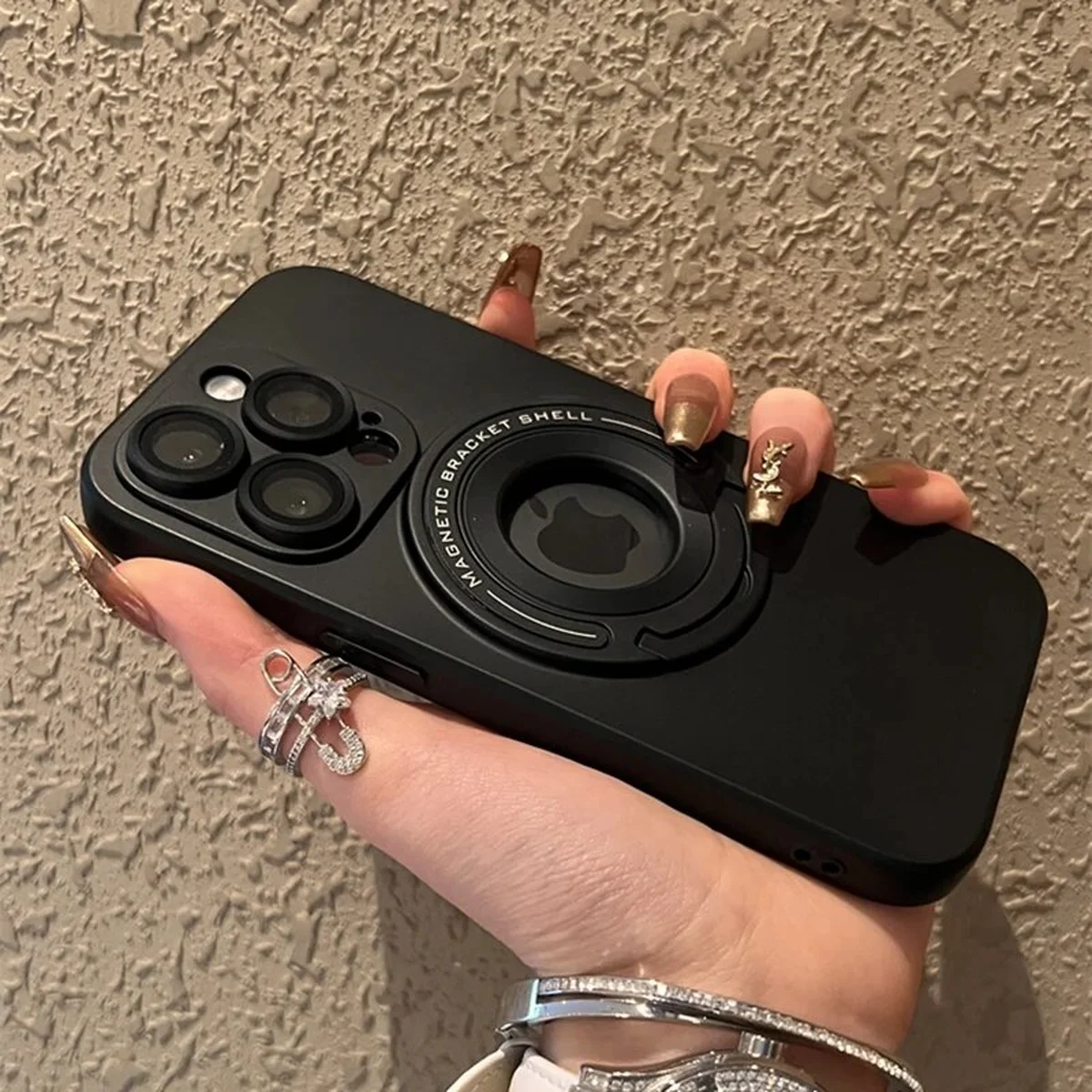 Силиконовый чехол "Magnetic Fold" MagSafe с подставкой для iPhone 14 Pro Max Черный