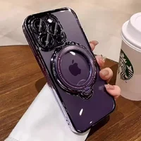 Силиконовый чехол "Transparent Standing" с подставкой для iPhone 15 Pro Фиолетовый