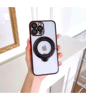 Силіконовий чохол "Transparent Standing" з підставкою для iPhone 12 Pro Max Чорний