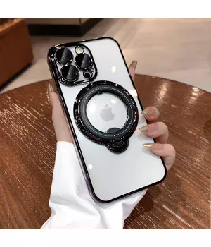 Силіконовий чохол "Transparent Standing" з підставкою для iPhone 12 Pro Max Чорний