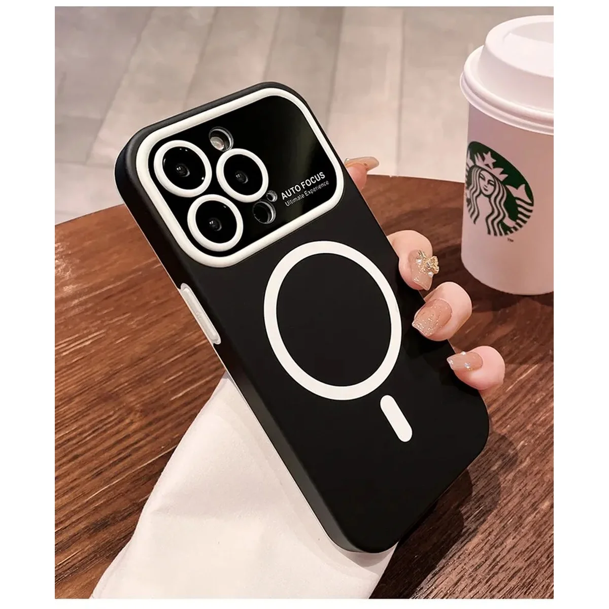 Протиударний чохол "Matte Larg" Case with MagSafe для Apple iPhone 15 Pro Чорний