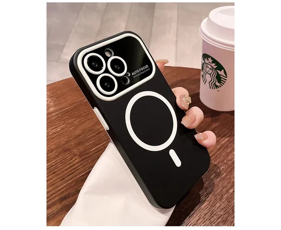 Протиударний чохол "Matte Larg" Case with MagSafe для Apple iPhone 15 Pro Max Чорний