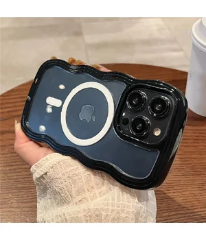 Силіконовий чохол "Wavy Lines" with MagSafe для Apple iPhone 14 Pro Max Чорний