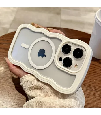 Силіконовий чохол "Wavy Lines" with MagSafe Apple для iPhone 15 Pro Max Білий