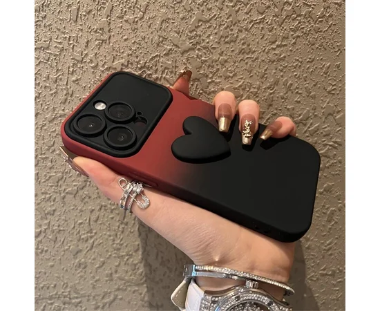 Силиконовый чехол "Black Heart" для iPhone 15 Pro Бордовый