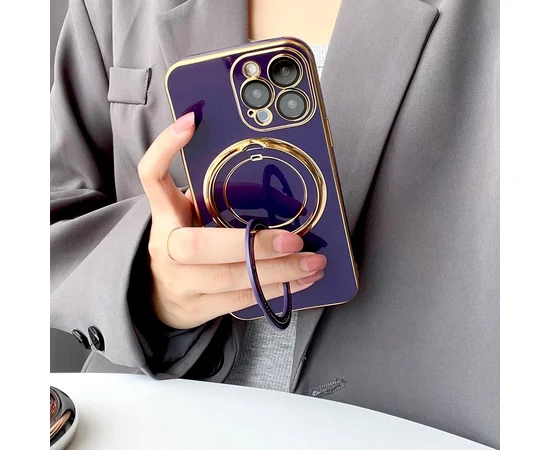 Силиконовый чехол "Plating Silicone" с подставкой для iPhone 15 Pro Max Фиолетовый