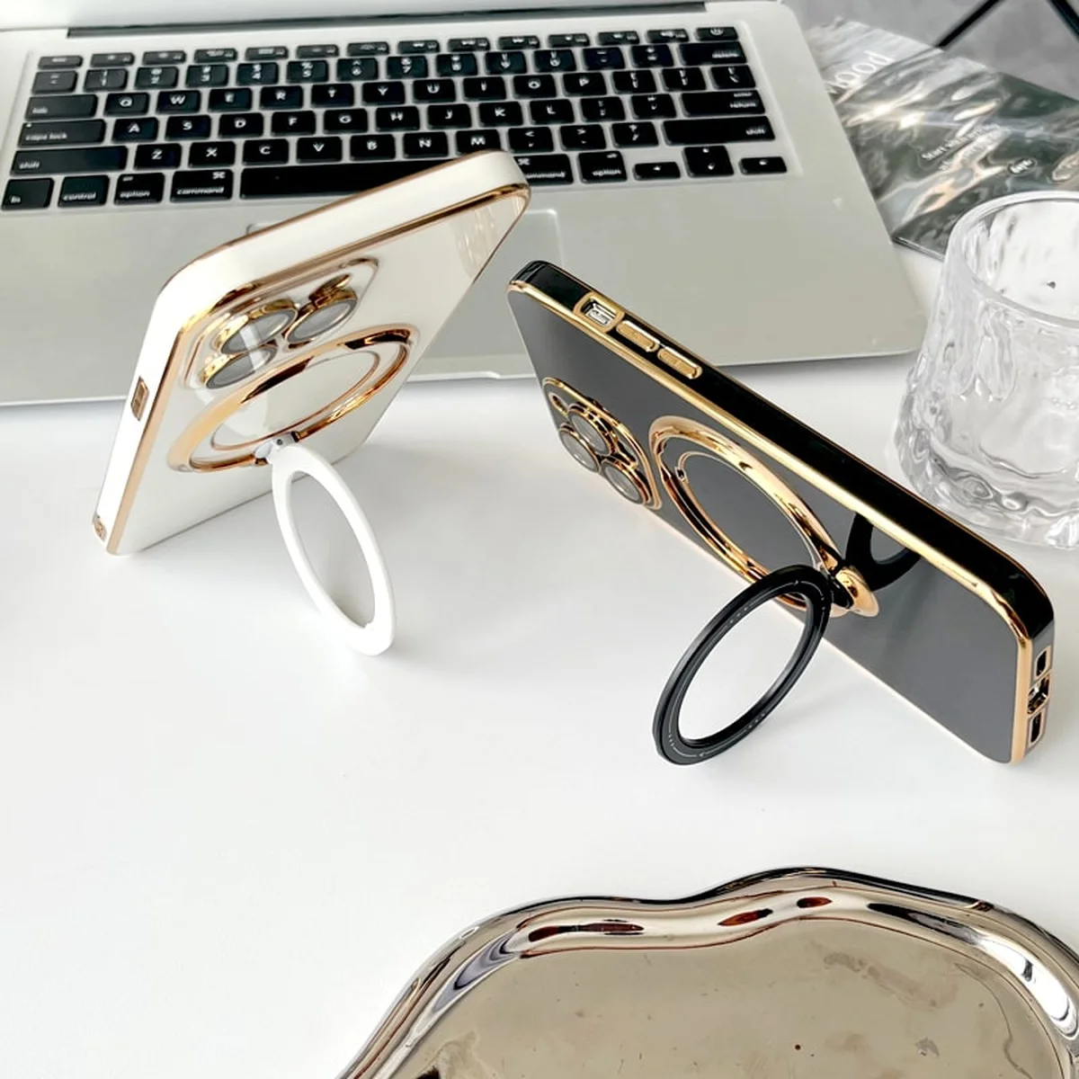 Силіконовий чохол "Plating Silicone" із підставкою для iPhone 14 Pro Чорний