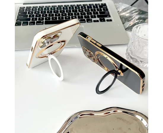 Силиконовый чехол "Plating Silicone" с подставкой для iPhone 15 Pro Max Фиолетовый