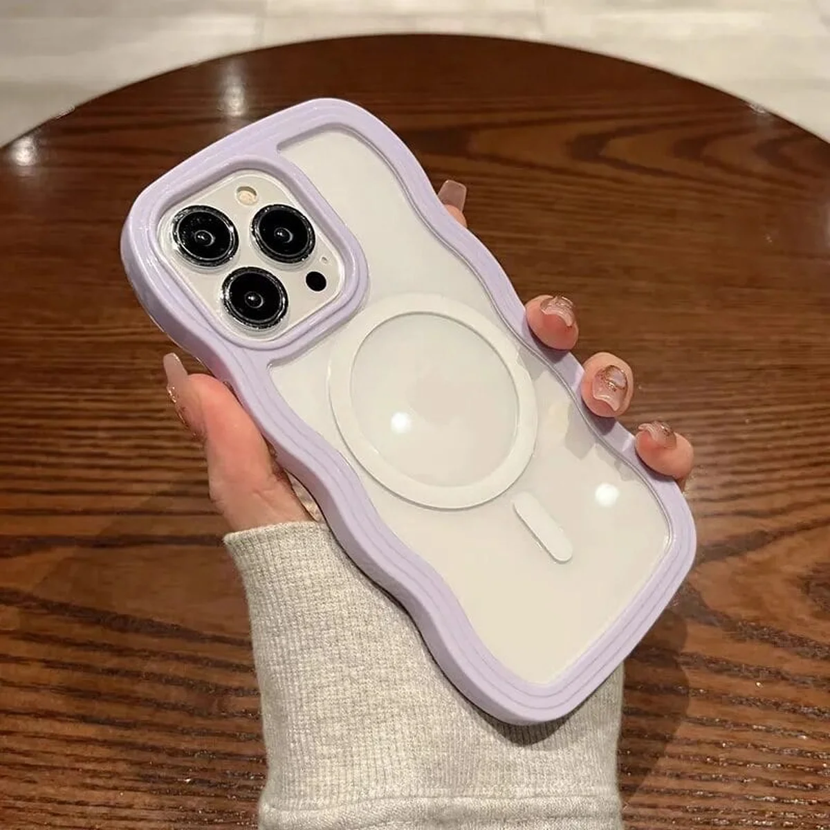 Силіконовий чохол "Wavy Lines" with MagSafe для Apple iPhone 14 Pro Фіолетовий