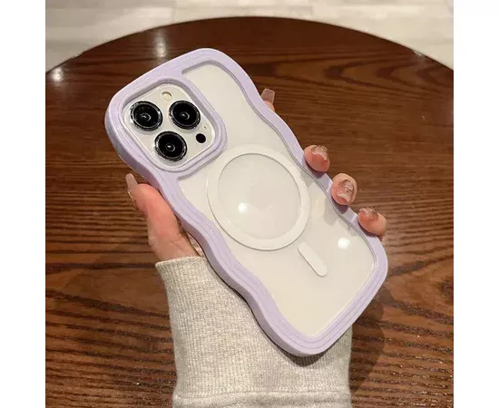 Силиконовый чехол "Wavy Lines" with MagSafe для Apple iPhone 12 Pro Max Фиолетовый