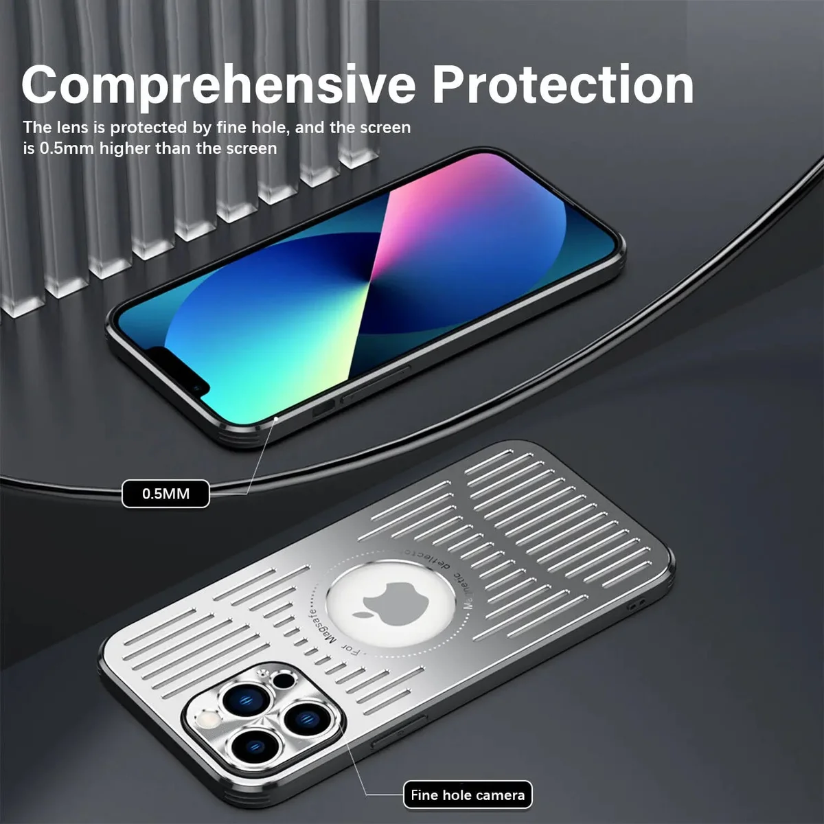 Алюминиевый чехол "Metal Heat" Case with MagSafe для Apple iPhone 15 Pro Серебряный