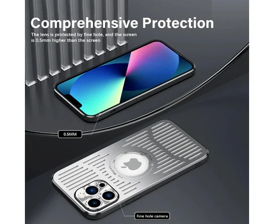 Алюмінієвий чохол "Metal Heat" Case with MagSafe для Apple iPhone 15 Pro Max Срібний