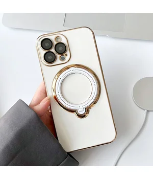 Силиконовый чехол "Plating Silicone" с подставкой для iPhone 15 Pro Белый