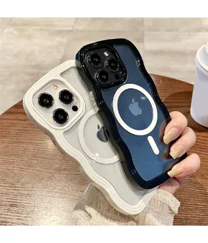 Силиконовый чехол "Wavy Lines" with MagSafe для Apple iPhone 15 Pro Max Белый Силиконовый чехол "Wavy Lines" with MagSafe для Apple iPhone 15 Pro Max Белый