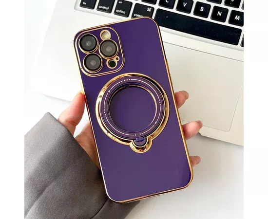 Силиконовый чехол "Plating Silicone" с подставкой для iPhone 15 Pro Max Фиолетовый