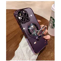 Пластиковый чехол "Transparent ring" MagSafe с подставкой для iPhone 15 Pro Фиолетовый