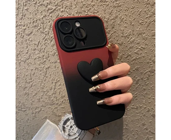 Силиконовый чехол "Black Heart" для iPhone 15 Pro Бордовый