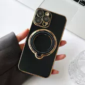 Силіконовий чохол "Plating Silicone" з підставкою для iPhone 15 Pro Чорний
