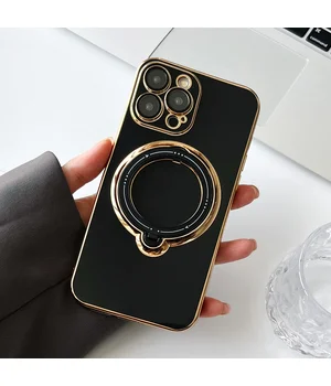 Силиконовый чехол "Plating Silicone" с подставкой для iPhone 15 Pro Черный