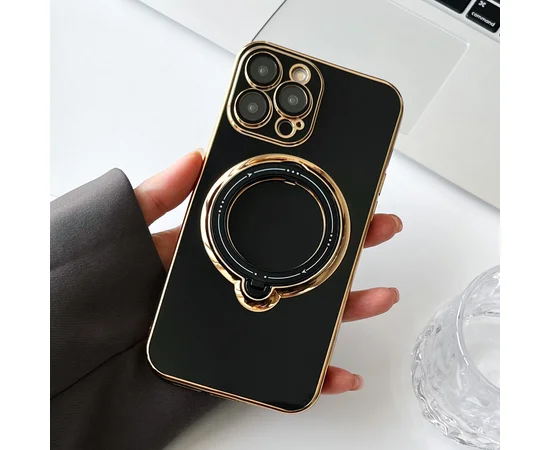 Силіконовий чохол "Plating Silicone" з підставкою для iPhone 15 Pro Чорний