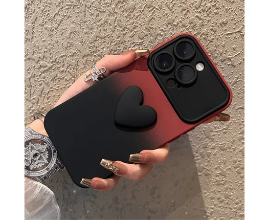 Силиконовый чехол "Black Heart" для iPhone 15 Pro Бордовый