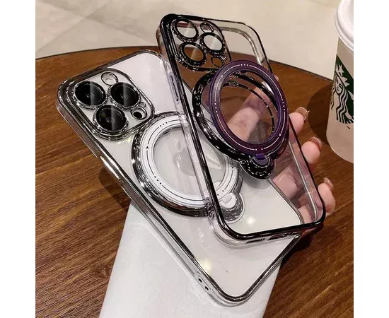 Силіконовий чохол "Transparent Standing" з підставкою для iPhone 15 Pro Фіолетовий