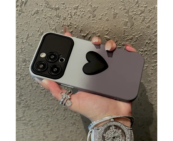 Силиконовый чехол "Black Heart" для iPhone 14 Pro Серый