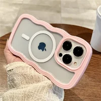 Силиконовый чехол "Wavy Lines" with MagSafe для Apple iPhone 14 Pro Розовый