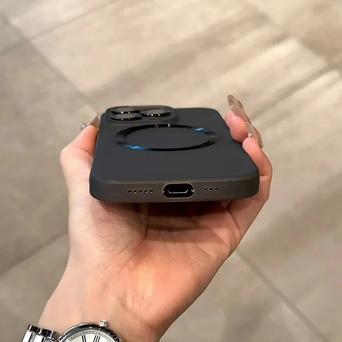 Силиконовый чехол "Thin matte silicone" with MagSafe для Apple iPhone 15 Pro Max Серый