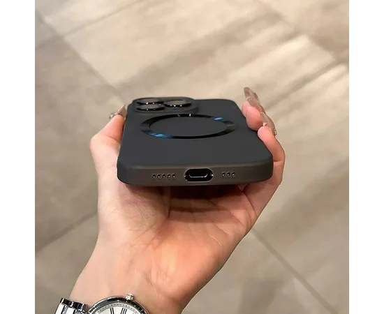 Силиконовый чехол "Thin matte silicone" with MagSafe для Apple iPhone 15 Pro Max Серый