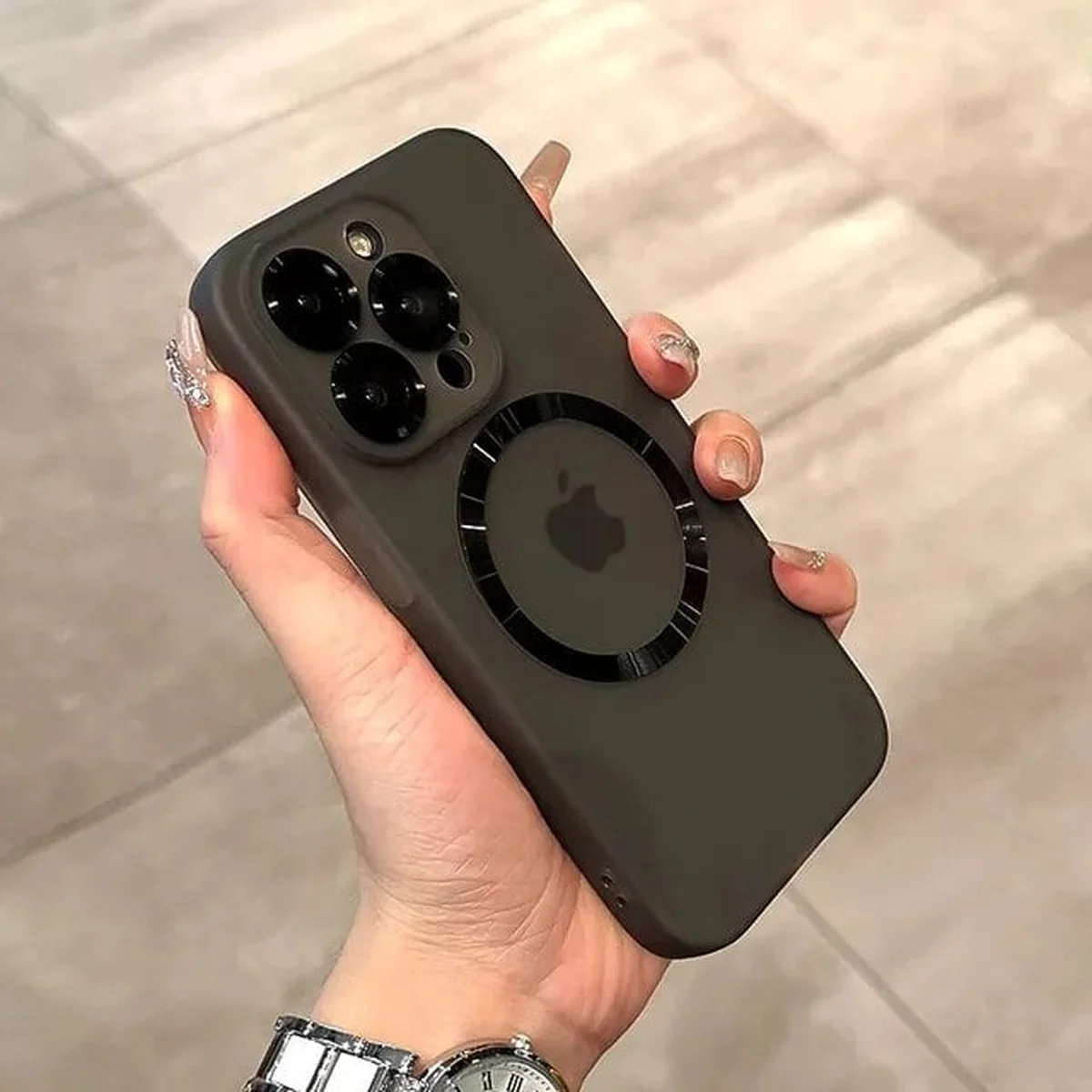 Силиконовый чехол "Thin matte silicone" with MagSafe для Apple iPhone 15 Pro Max Серый