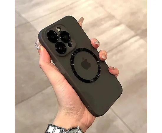 Силиконовый чехол "Thin matte silicone" with MagSafe для Apple iPhone 15 Pro Max Серый