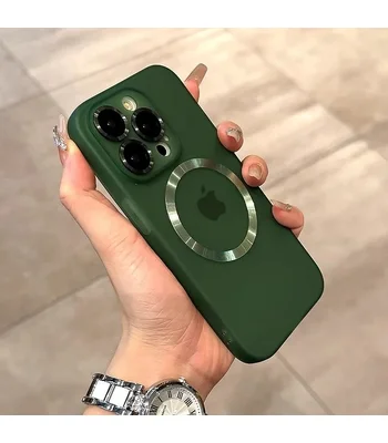 Силіконовий чохол "Thin matte silicone" with MagSafe для Apple iPhone 15 Pro Max Зелений